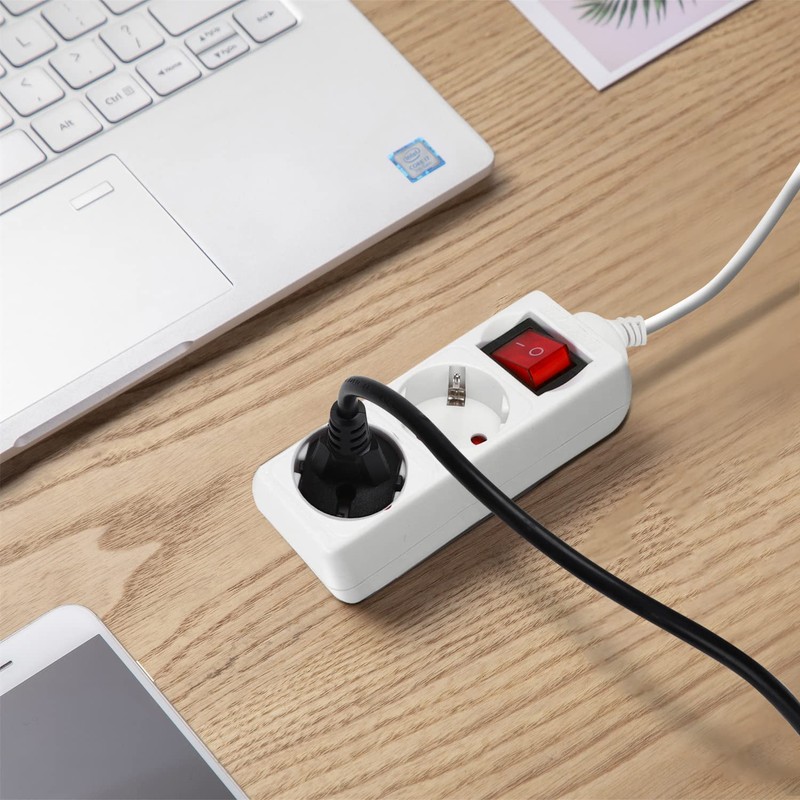 Aigostar Steckdosenleiste 2-fach mit Schalter Tischsteckdose Kindersicherung 3g1.0m㎡ 1.5 m
