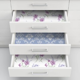 Geosar 10 Sheets Drawer Liners for Dresser Scented Drawer Liners Drawer Paper Liner Non Adhesive Scented Liners for Drawers Fragrant Drawer Liners for Home Shelf Closet(Purple Flower)