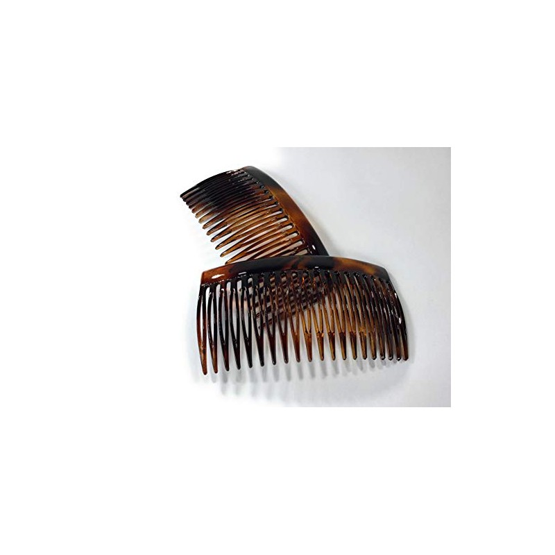 2 x Side Combs Approx. 9 x 4.6 cm Havana