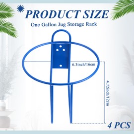 Hicarer 4 Pcs One Gallon Jug Storage Rack Wall Mounted Heavy Duty Steel Wall Rack for 1 Gallon Bottle Round Water Jug Holder with Hardware Hand Sanitizer 6-3/4" W x 5" H x 6-1/2" D (Blue)