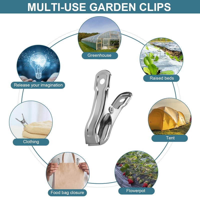40 PCS Garden Clips for Netting, Stainless Steel Greenhouse Clamps,