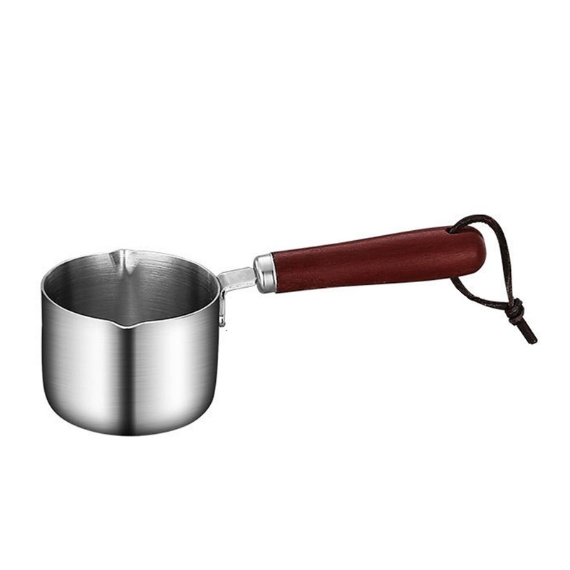 304 Stainless Steel Butter Warmer Pot 125ML Capacity Wooden Handle
