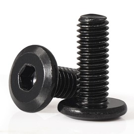 GuoYomm M8 x 10mm 25Pcs Flat Head Hex Socket Cap Screws, 304 Stainless Steel 18-8, Black Zinc Plated, Connection Furniture Bolts, Full Thread