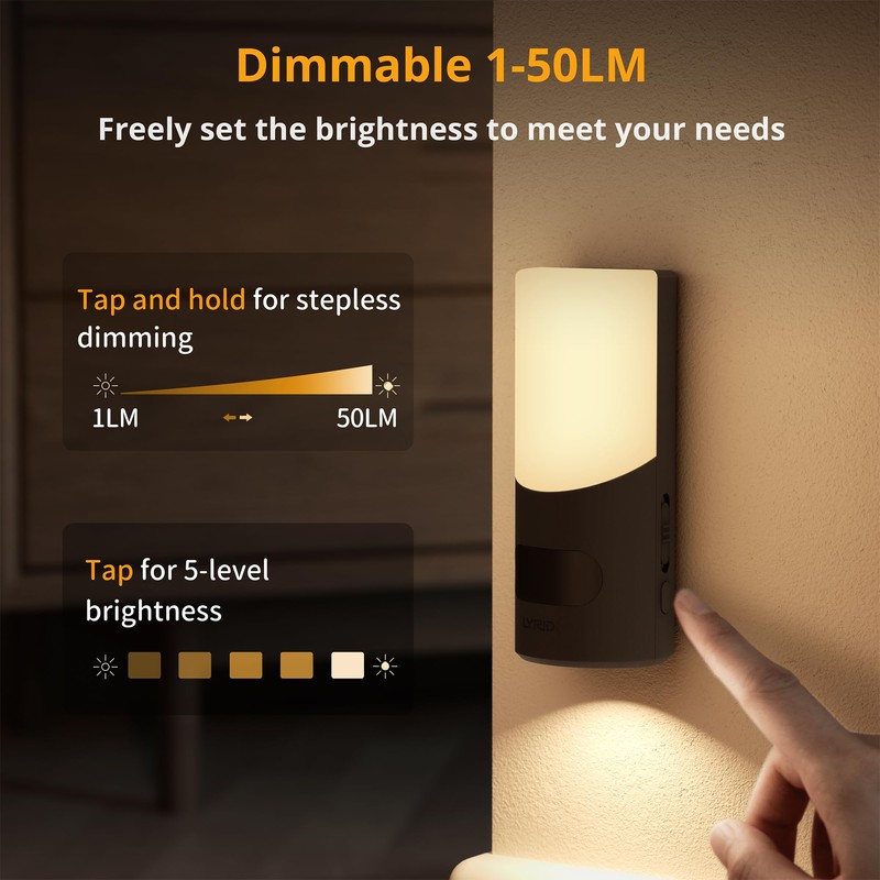 Lyridz Rechargeable Wall Sconce, LED Motion Sensor Night Light, Stick-on