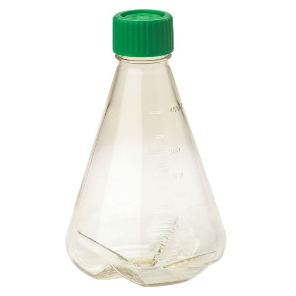 CELLTREAT 1000mL Erl. Flask, PC, Vent Cap, Baffled Bottom, 6/Case,