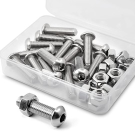 (15 Sets) M8-1.25 x 30mm Socket Head Cap Screws and Nuts Set 304 Stainless Steel 18-8 Button Head Bolts