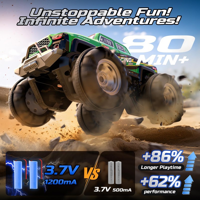 DEERC Amphibious Remote Control Car Green