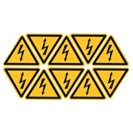 PATIKIL Triangle Electrical Shock Risk Warning Sign Self Adhesive Yellow with Black Words 15mm/0.59inch for Machine, Instrument and Equipment Surface Pack of 10