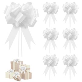 GOIYZTTR 30Pcs Large Pull Bows Ribbon White Large Pull Bows Wrapping Pull Bows with Ribbon String for Gift Packaging,Party Decoration,Flower,Car Wrapping Bow