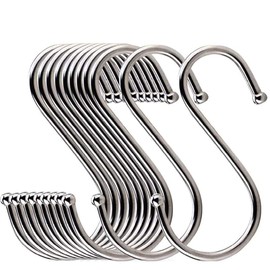 Meiyaa 10PCS S Hook Stainless Steel Hanger Rack Butcher Meat Dryer Hanging Pot Pan for Kitchen,Bathroom,Bedroom and Office (Large)