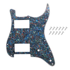 DIAO79NI Pro 11 Hole HH Guitar Strat Pickguard Humbucker for American/Mexican Fender Standard Stratocaster Modern Style, Aged Pearl, 4ply.