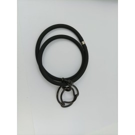 DEAROK Black Chunky Necklace for Women Stainless Steel Pendant Necklack for Women Hypoallergenic Charm With Black Silicone Rope Chain for Best Friend Gift