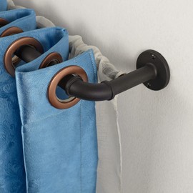 YunNephele Double Industrial Curtain Rods, Adjustable Iron Curtain Rod for Windows 72-144 inch, Metal Wrap Around Window Curtain Rod Set,(Sand Black)