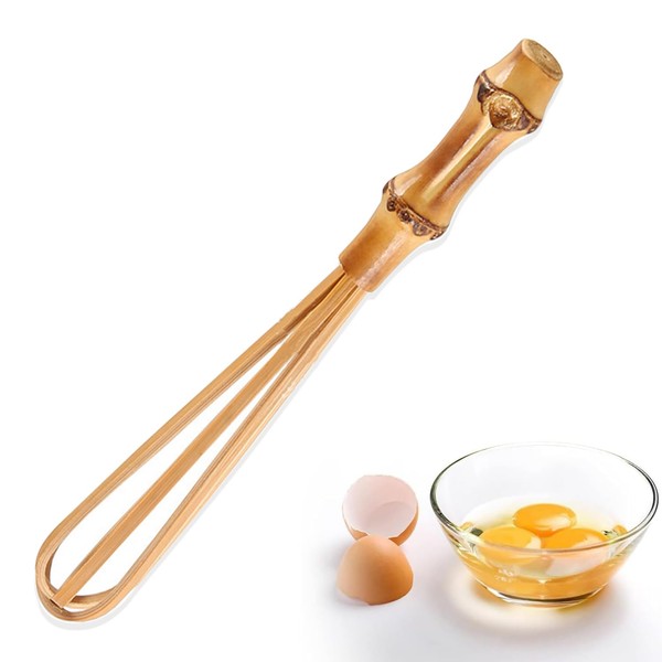 Yharnamite Bamboo Whisk, 5.7Inch Bamboo Egg Whisk, Kitchen Cooking Baking