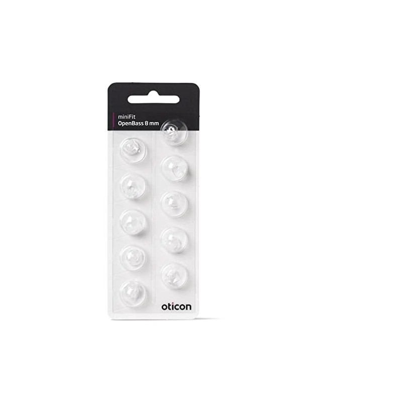 New - Oticon Open Bass miniFit Domes 8mm 10.0 Count