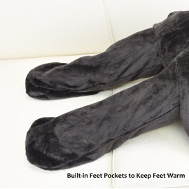 Catalonia Wearable Fleece Blanket with Sleeves and Foot Pockets for Adult Women Men, Micro Plush Comfy Wrap Sleeved Throw Blanket Robe Large, Brown