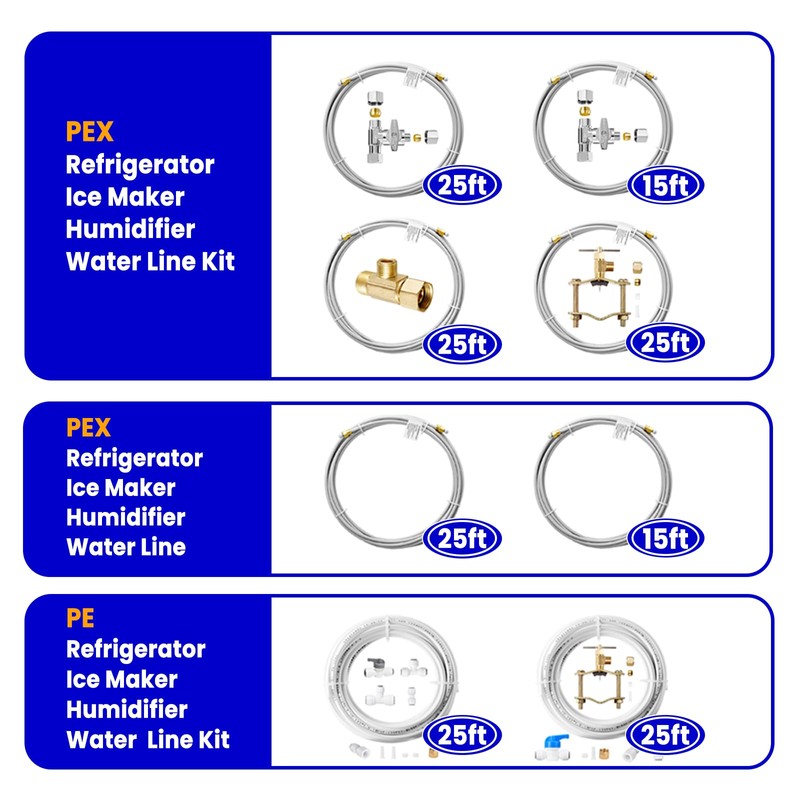 PEX Refrigerator Water Line - 25FT Ice Maker Tubing with