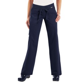 Koi womens Morgan ultra comfortable yoga style knit waist cargo pants, Navy, Small