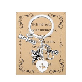 FEELMEM Physician Assistant Gift PA Graduation Gifts Stethoscope Heartbeat PA Charm Keyring Medical Student Gift (silver)