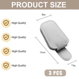 AHEJIOO Pack of 3 Glasses Holders for Car - Universal Sunglasses Holder Car - Premium Car Accessories Interior, Grey Leather