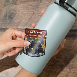 Die Cut Sticker Blue Ridge, Georgia, Welcome to Bear Country, Vintage Sign, Contour Vinyl Sticker 3 to 6 inches, (Waterproof Decal for Cars, Water Bottles, Laptops, Coolers), Large