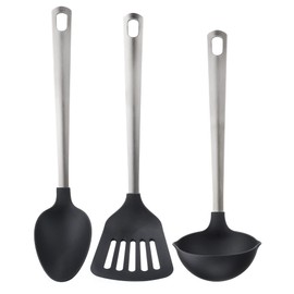 Ikea DIREKT 3-piece kitchen utensil set, black/stainless steel