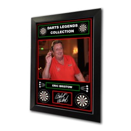 Darts Legends Collection: Eric Bristow, Dart Champion Pre-Printed Autograph Signed Print Dart-Throwing Memorabilia Fan Art (A4 Framed)