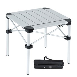 iClimb Lightweight Stable Alu. Folding Square Table Roll Up Top with Carry Bag for Camping Picnic Backyards BBQ Camp Kitchen