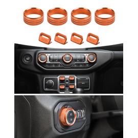 Summleaf for JL Window Switch Button Cover Volume Radio Air Conditioner Headlight Switch Knob Cover Fits for Jeep Wrangler JL JLU 2018-2025 & Gladiator JT Interior Accessories,Orange