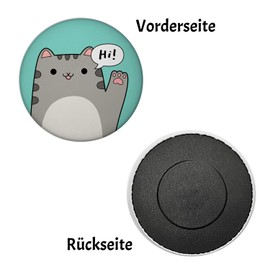 Cat Kawaii Magnet Round with Saying Hi Neko Comic Magnet Cute and Kawaii Welcome Hello or Bye - Perfect for Every Visit