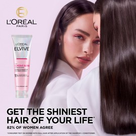 L'Oreal Paris Elvive Glycolic Gloss Conditioner, With Gloss Complex and Glycolic Acid, Fills and Seals Hair Fibres, For Long-lasting, Smooth and Shiny Hair, Ideal for Dull Hair, 150ml