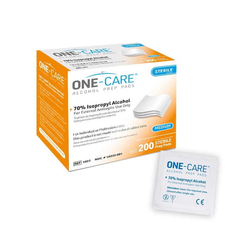 ONE-CARE Prep Pads Medium, Box of 200 wipes