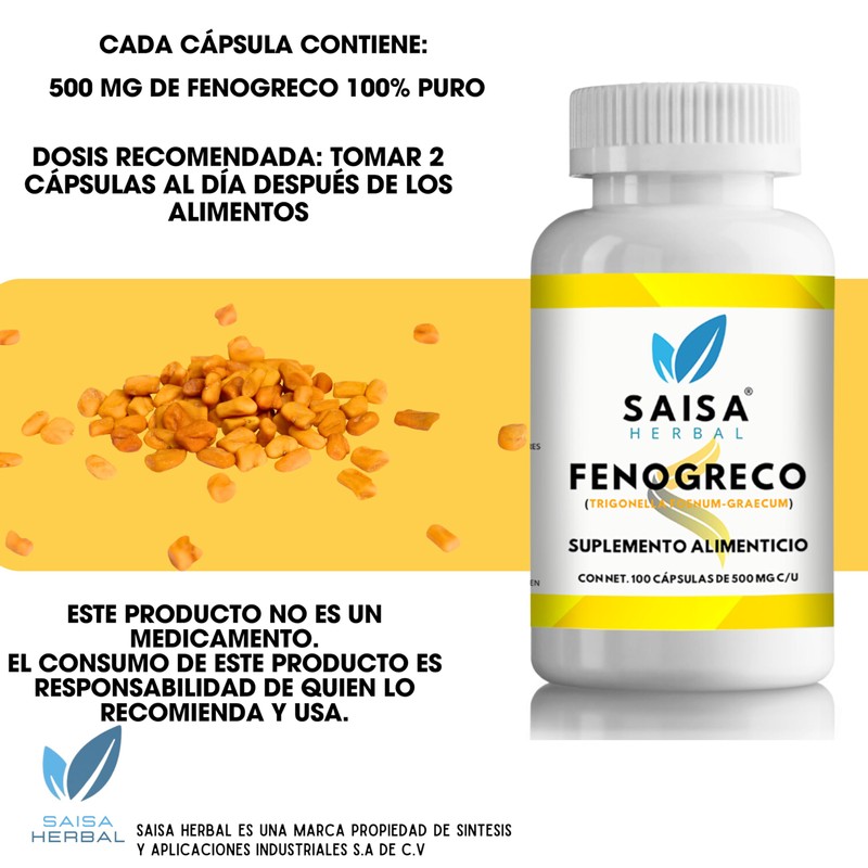 Fenogreco 100 cápsulas Aguaje 120 cápsulas, 100% puros SAISA HERBAL.