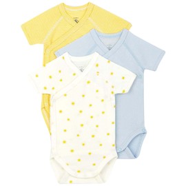 Petit Bateau Unisex Baby Short Sleeve Bodysuit for Newborns (Pack of 3), Variant 2