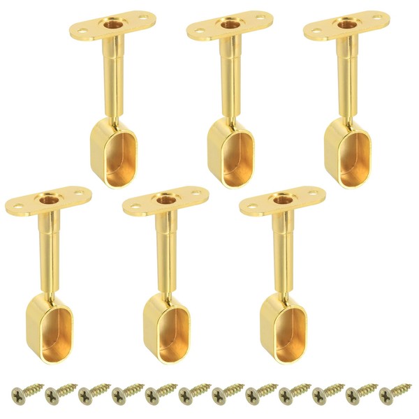 uxcell 6 Pcs Oval Closet Shelf Bracket Rail, Wardrobe Rod