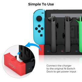 RunSnail 4-in-1 Charger with LED Indicator for Switch Joy-Con Controller