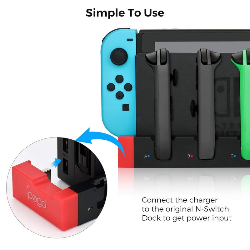 RunSnail 4-in-1 Charger with LED Indicator for Switch Joy-Con Controller