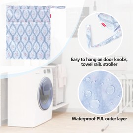 Damero 3 PCS Travel Laundry Bag, Reusable Wet Dry Bag, Washable Dirty Clothes Bag Bathing Suit Workout Bag for Gym Swimming Yoga Laundry Wet Clothes, Spiral Flowers