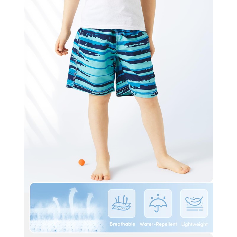Charmi Boys' Swimming Trunks, Quick-Drying with Mesh Lining, Adjustable Drawstring,