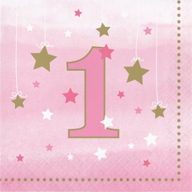 One Little Star Girl 1st Birthday Napkins, 48 ct