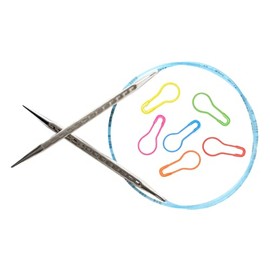 addi Skacel 32" (80cm) Rocket2 (Squared) Knitting Needles with All Things Knitting Brand Stitch Markers (2.25mm)