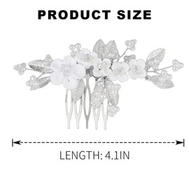 VIVIIHOO Blumen-Hochzeits-Haarkamm mit silberfarbenen Perlen - Haarschmuck Hochzeit - Braut-Haarschmuck für Damen und Mädchen