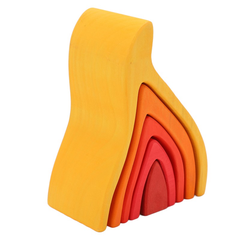 5pcs Fire Flame Element Stacking Toys Wooden Stacker Nesting Building