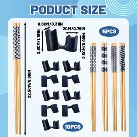 5 Pairs Chopsticks for Beginners, Kids Chopsticks, 10 Chopstick Aids Training Chopstick Set, Easy to Use for Kids for Sushi Parties and Asian Cuisine, Lightweight and Portable for Travel