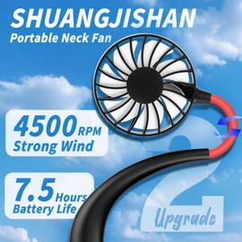 shuangjishan Neck Fan Portable Rechargeable: Personal Cooling Wearable Fan Around your Neck that Blow Cold Air for Men Women - Usb Should Fan Battery Operated for Travel and Outdoor Sports