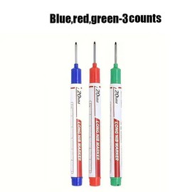 Long Nose Marker Pen, Waterproof Oil Proof Marker Pen, Special Purpose Marker Pen For Woodworking, Art Supplies:_Multicolor_Black blue red-3PC