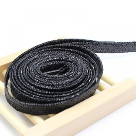 Shoeslulu 54" Premium Flat Colorful Fashion Sneakers Shoelaces ([Flat] 54 in. (140 cm), Sparkling Black [Glitter])