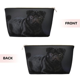 DITXIT Black pug Cosmetic Bag Travel Makeup Bag Organizer Toiletry Bag with Zipper Storage Pouch Coin Purse Brushes for Women Girls Gifts