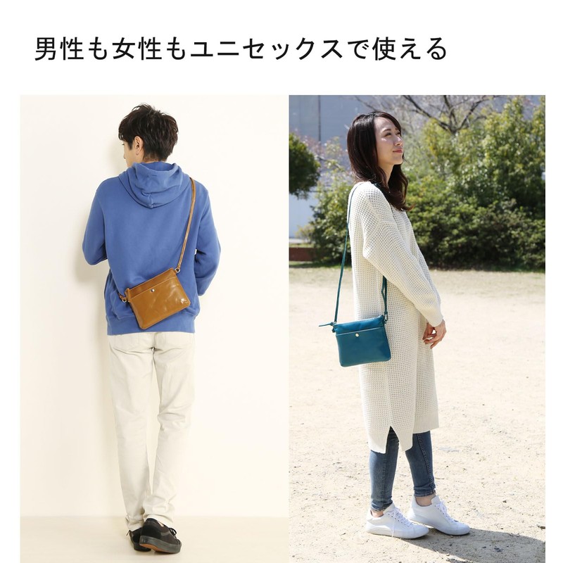 Mia Borsa Leather Sacoche Shoulder Bag, Men's, Women's, Cross-body, blue