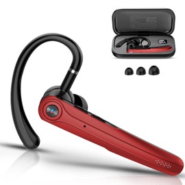 Atheewon Bluetooth Earpiece, Bluetooth 5.4 Headphones, Bluetooth Headset, 120 Hrs Standby Time Headset for Business, Red